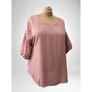 PERCH Swiss Dot Balloon Sleeve Blouse, Size 2XL